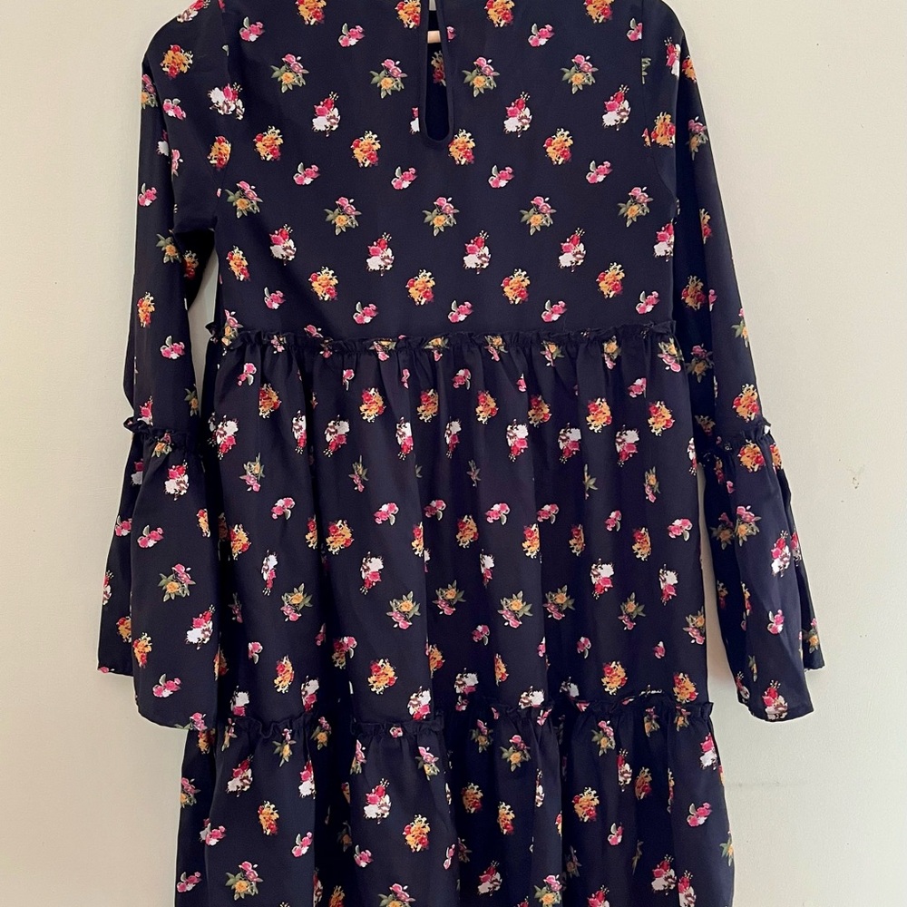 NA-KD Black Flounced Floral Chiffon Dress Size 34 (S) BohoStyle RomanticFemme - Picture 4 of 8